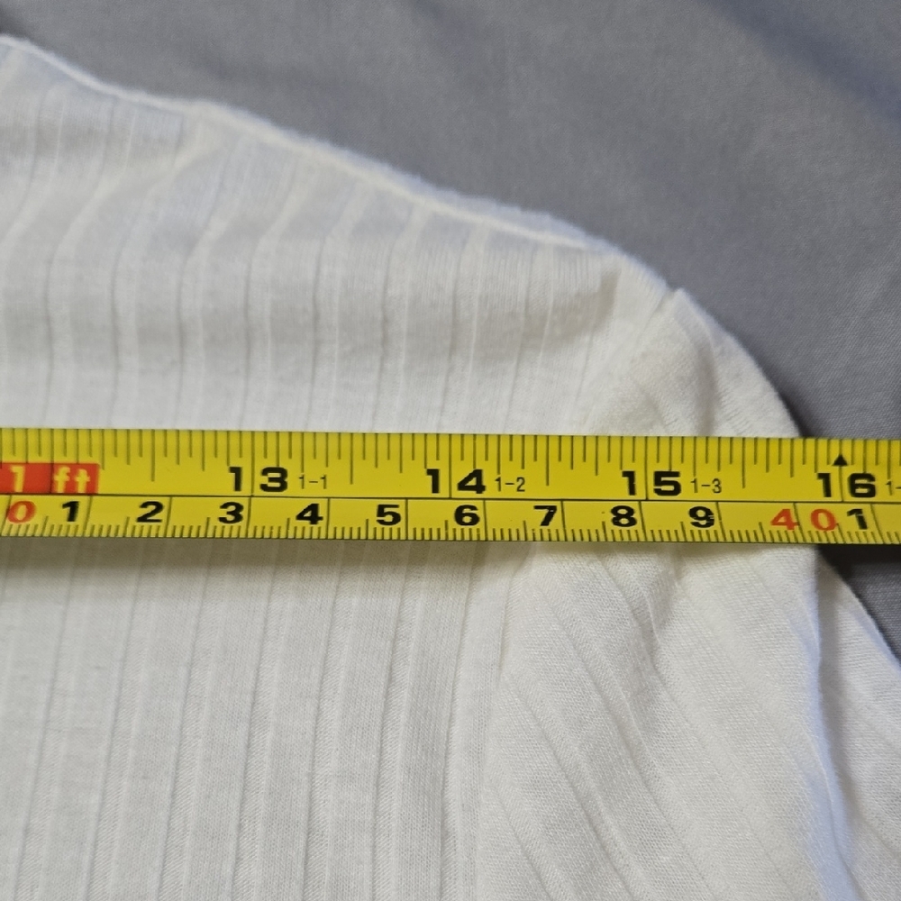 Forever 21 Sz Large White Ribbed Long Sleeve Top - Picture 4 of 7